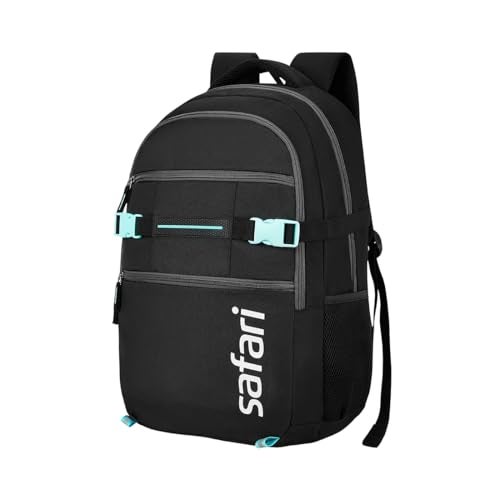 Safari Surge 30L Laptop Backpack Bag for Men & Women, School Bag for Boys & Girls, Ideal for Office/School/College, 2 Compartment Backpack with Rain Cover, Bottle Holder, & Organizer, Color Black - Image 1