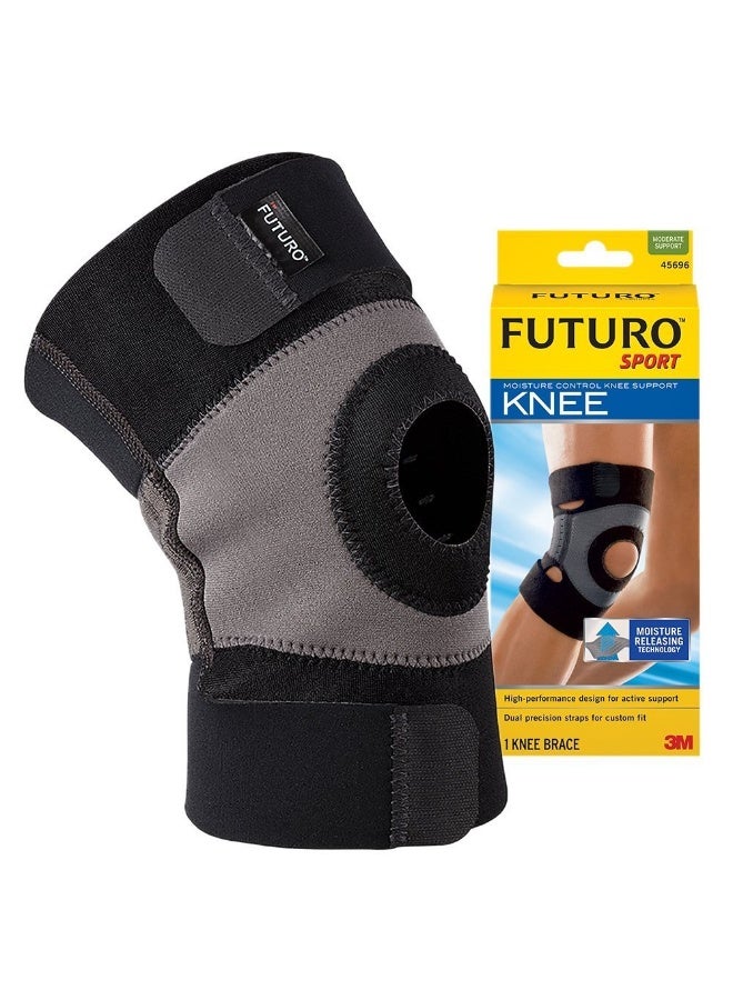 Futuro Performance Knee Support Large size, 1 unit/pack | Black/Grey color | 45697ENR | High performance design for support while active | Moderate support | Knee Support - Image 1