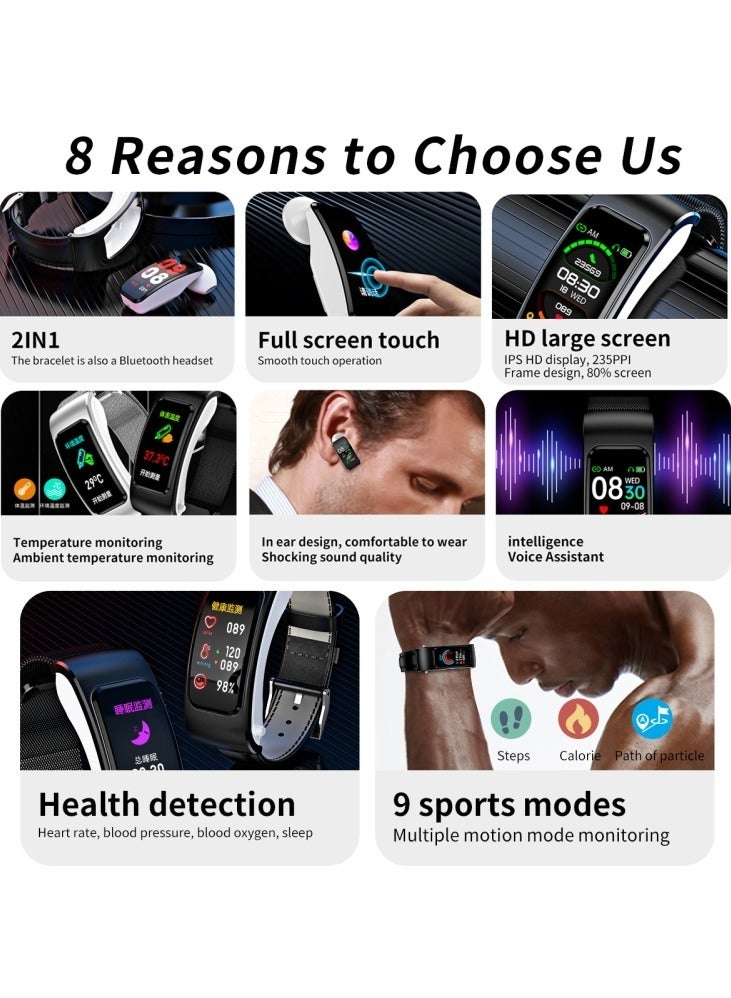 AROAQ K60 1.08 inch Silicone Band Earphone Detachable Life Waterproof Smart Watch Support Bluetooth Call - Image 5