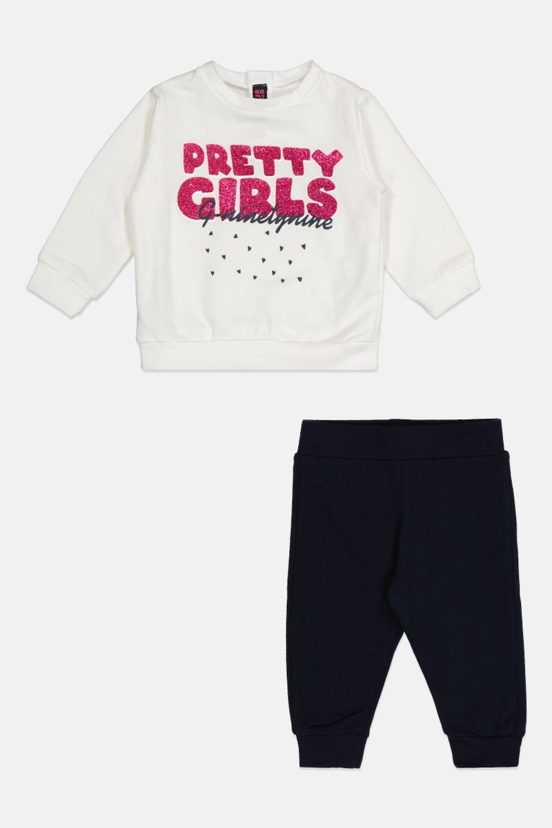 guru G99 by Guru Toddlers Girl 2 Pieces Graphic Print Sweatshirt And Bottom Set, Multicolor - Image 2