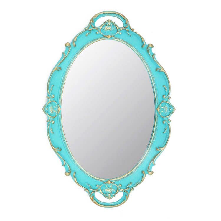 Eaoundm 14.5 x 10 inchs Oval Antique Decorative Wall Mirror Vintage Hanging Mirror (Blue) - Image 1
