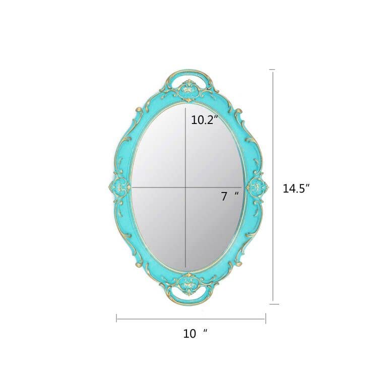 Eaoundm 14.5 x 10 inchs Oval Antique Decorative Wall Mirror Vintage Hanging Mirror (Blue) - Image 5