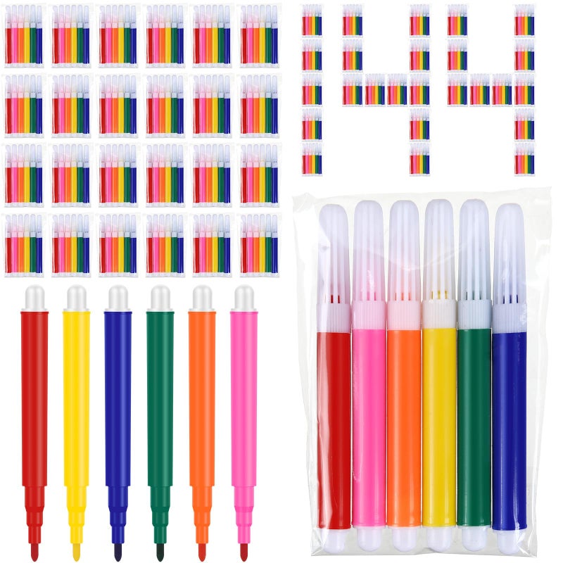 Watersay 144 Pcs Mini Markers Bulk Colored Pen 3.4 Inch Vibrant Colors Portable Short Colored Markers Assorted Multicolor Watercolor Marker Pen for Adult Office Supplies (6 Colors) - Image 1