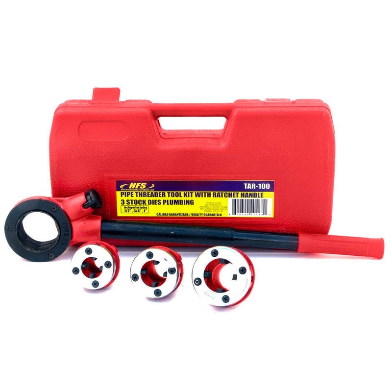 HFSR Ratchet Pipe Threader Kit Ratcheting Pipe Threading Tool Set with 3 Dies