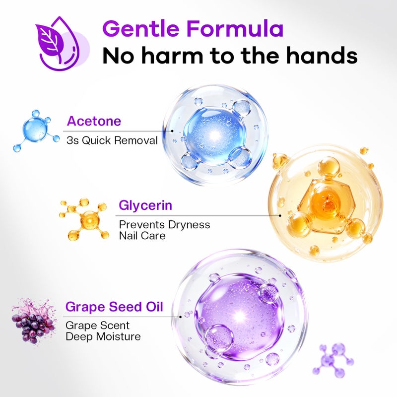 Glamonade Nail Polish Remover Pads: Acetone Gel Nail Polish Remover Wipes 50 PCS Professional Individually Wrapped Wet Wipes Rapidly Remove Gel/Fingernail Polish Travel Kit for Home & Salon Supplies - Image 4