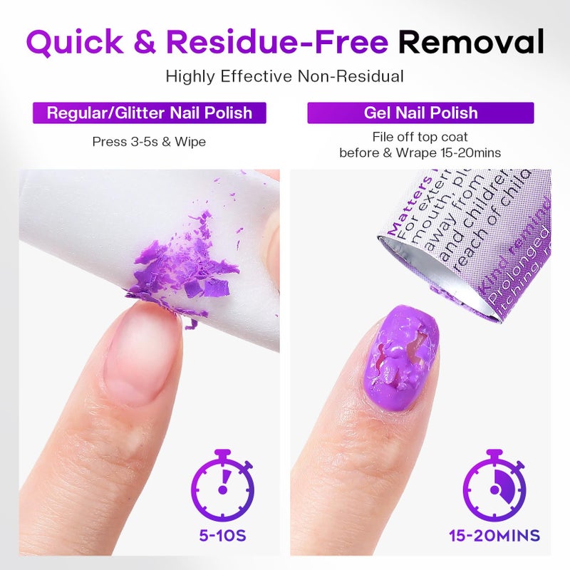 Glamonade Nail Polish Remover Pads: Acetone Gel Nail Polish Remover Wipes 50 PCS Professional Individually Wrapped Wet Wipes Rapidly Remove Gel/Fingernail Polish Travel Kit for Home & Salon Supplies - Image 2