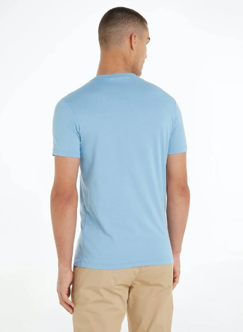 Calvin Klein Jeans Men's Slim Organic Cotton Logo T-Shirt -  cotton jersey, Blue