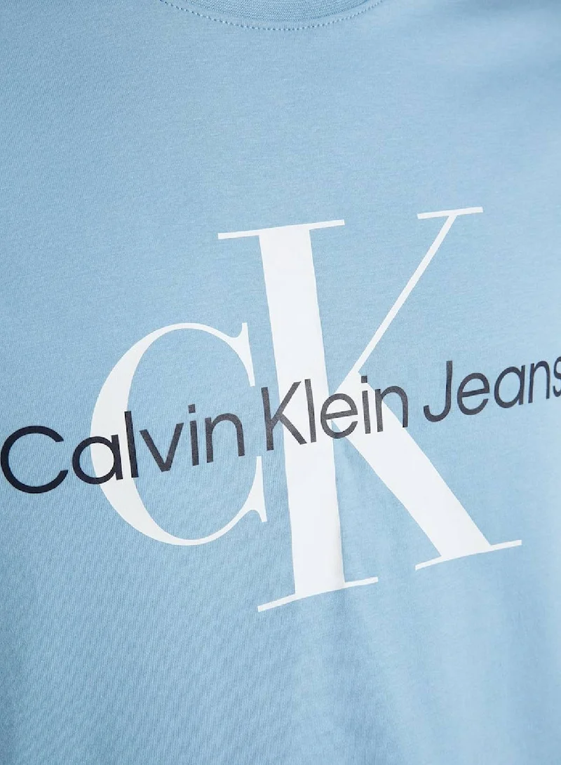 Calvin Klein Jeans Men's Slim Organic Cotton Logo T-Shirt -  cotton jersey, Blue