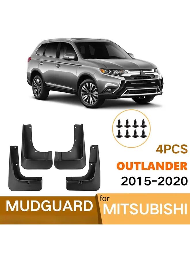Black Mudguards Compatible With Mitsubishi Outlander 2015 2016 2017 2018 2019 2020 Protective Car Tire Mud Flap Set Wheel Cover Heavy Duty Off Road Accessories - Image 1