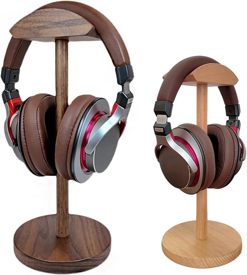 Walnut Wooden Headphone Stand Gaming Desktop Holder With Anti Slip Base - Image 1