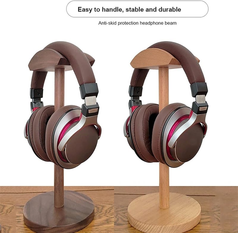 Walnut Wooden Headphone Stand Gaming Desktop Holder With Anti Slip Base - Image 3