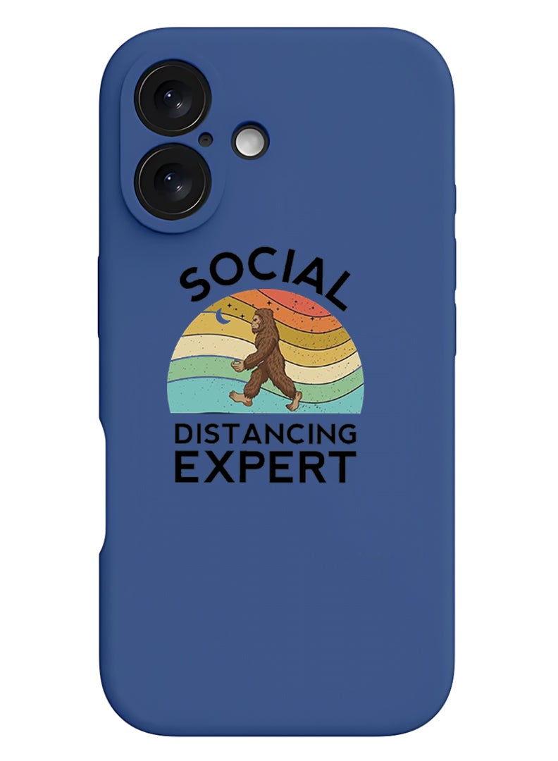 Theodor iPhone 16 Plus Blue Protective Slim Fit Case Liquid Silicone Cover with Full Body Protection Anti-Scratch Shockproof Case For iPhone - Social Distancing expert black - Image 1