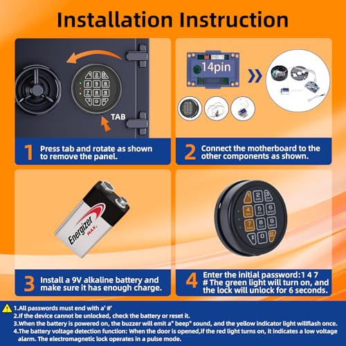 La Macaza Electronic Safe Lock Replacement Keypad with Solenoid Lock, Gun Safe Lock with Programmable Electronic Keypad, Lock Fits High Security Safe Box and Security Cabinet - Image 5
