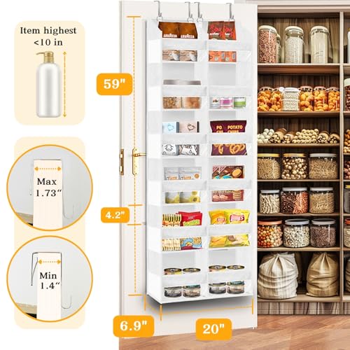 Ofiray-home Over The Door Organizer 6 Tiers, Extra Large Behind Door Storage of 12 Compartments, 80 lbs Weight Capacity Hanging Storage Organizer with Clear Window Kids Toys, Shoes,Diapers, Room Storage, White - Image 2