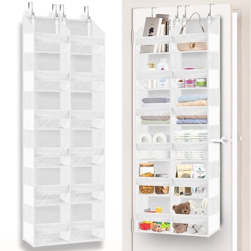 Ofiray-home Over The Door Organizer 6 Tiers, Extra Large Behind Door Storage of 12 Compartments, 80 lbs Weight Capacity Hanging Storage Organizer with Clear Window Kids Toys, Shoes,Diapers, Room Storage, White - Image 1