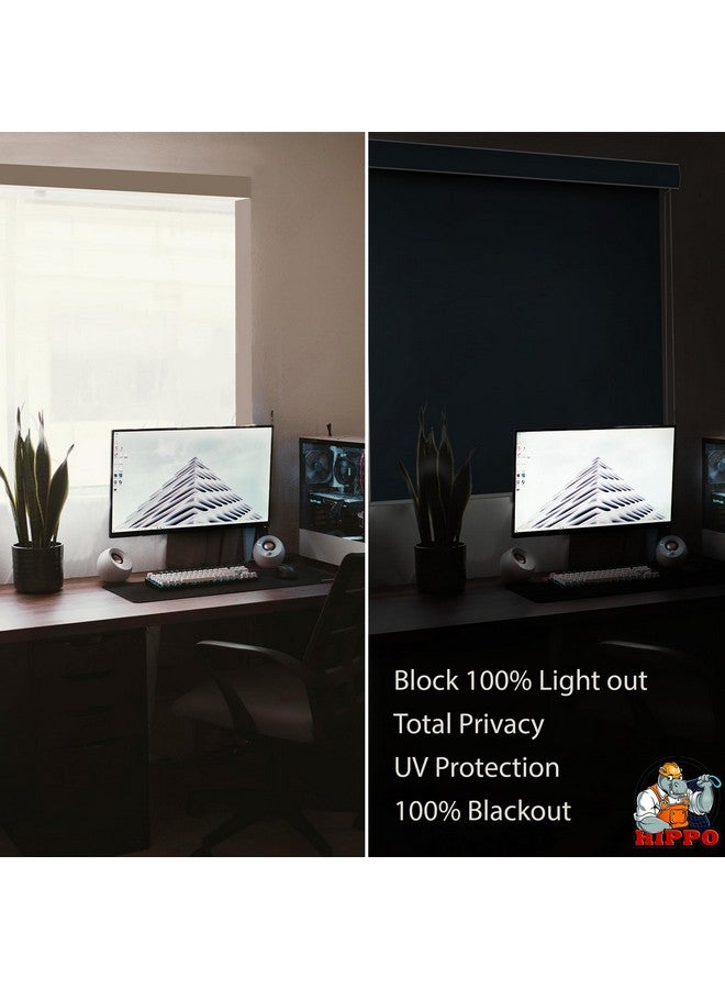 HIPPO 100% Blackout Roller Blinds for Windows UV Protection, Waterproof, Room Darkening, Corded Roll Up and Down Blinds for Home & Office Customizable (3FTX5FT, Blue-Grey) - Image 2