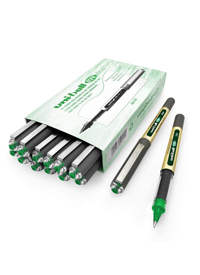Uniball 12-Piece Eye Fine Roller Pen 0.7mm Tip Green Ink  - Image 1