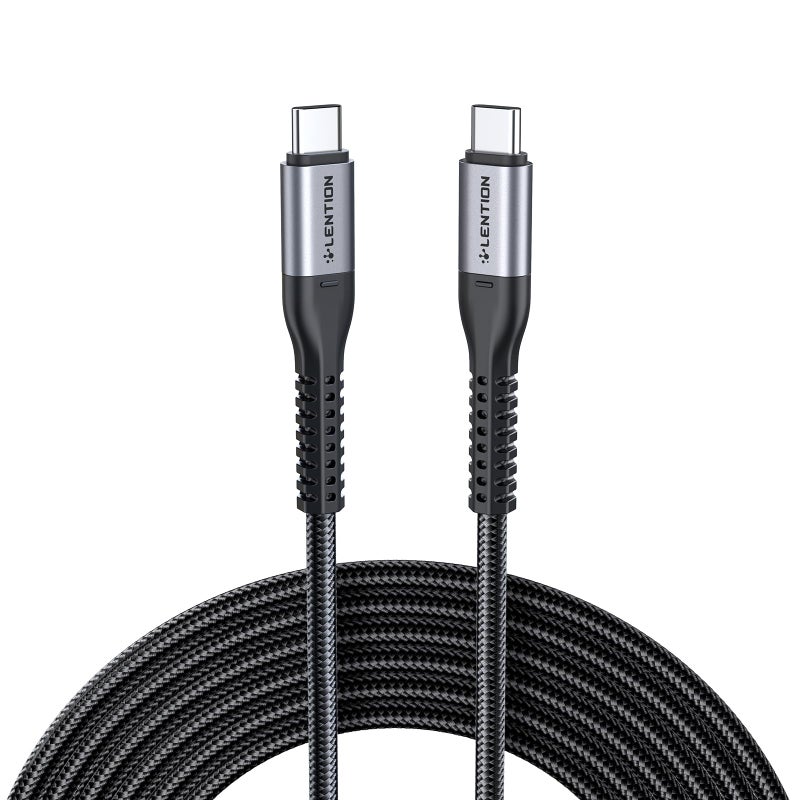 LENTION USB-C to USB-C Cable – 3.3ft 60W PD Fast Charging Braided Cord for MacBook, iPad Pro, Samsung – Gray - Image 2