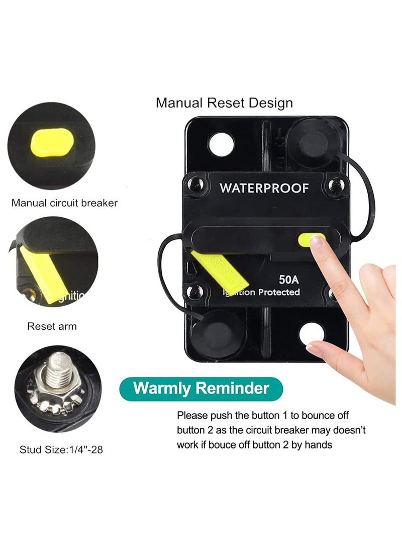 KASTWAVE - 50 AMP Car Inline Circuit DC Breaker 12V,12V-48V 50A Car Audio Inline Circuit Breaker Fuse Holder with Manual Reset, Auto Circuit Breaker Fuse Holder for Car Audio Solar Inverter System Protection - Image 1
