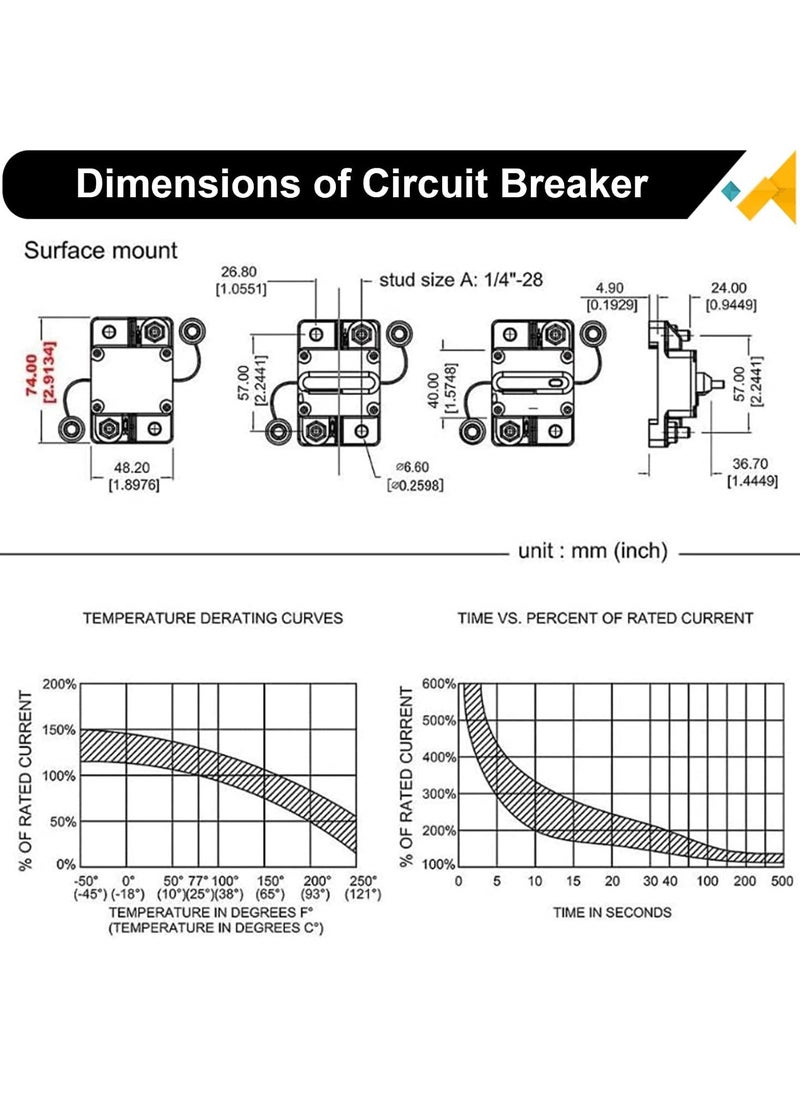 KASTWAVE - 50 AMP Car Inline Circuit DC Breaker 12V,12V-48V 50A Car Audio Inline Circuit Breaker Fuse Holder with Manual Reset, Auto Circuit Breaker Fuse Holder for Car Audio Solar Inverter System Protection - Image 1