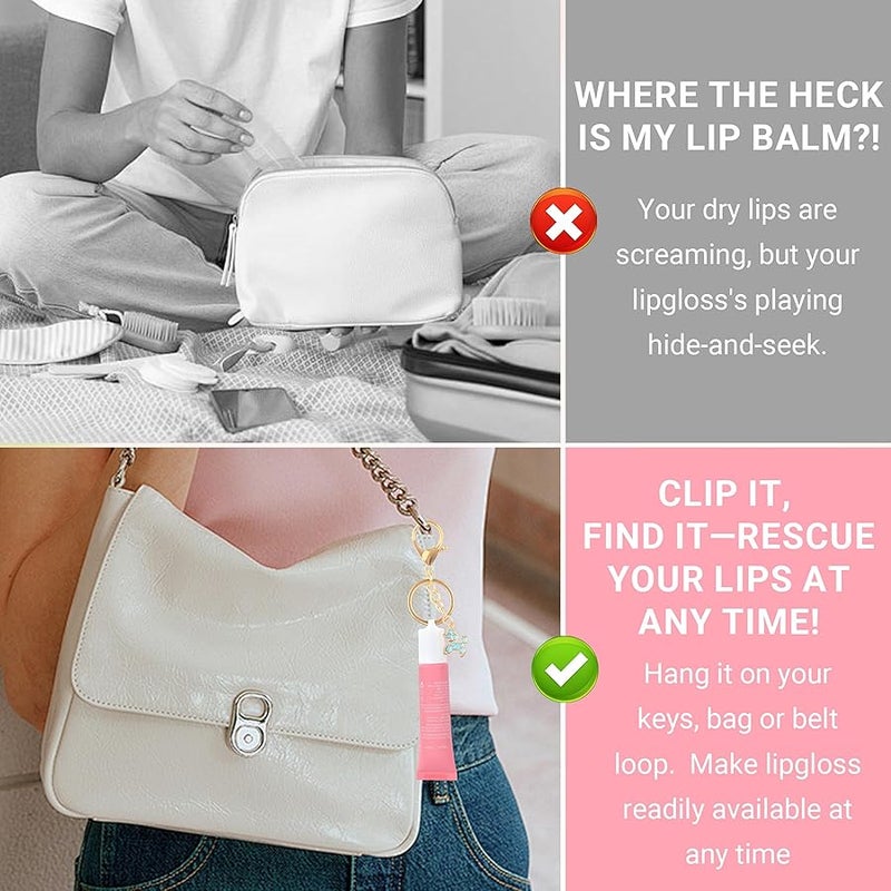 Lip Gloss Keychain for Summer Fridays 0.5 Oz Lip Balm keychain, lip gloss keychain, valentines day gifts（No Lip Balm） - Image 2