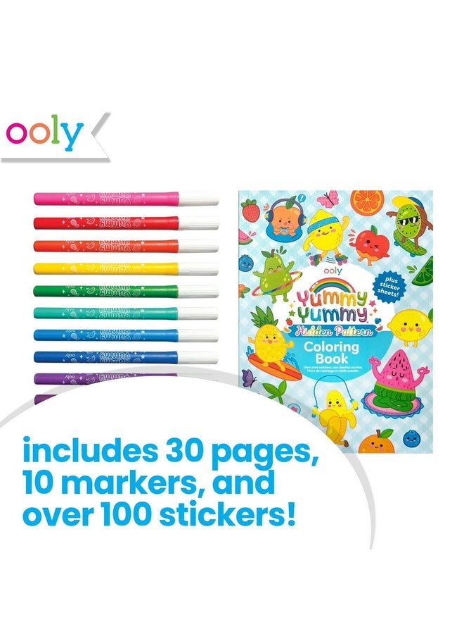 Ooly Yummy Yummy Coloring Kit Includes 10 Scented Markers, Over 100 Scented Stickers, and 30 Pages of Hidden Pattern Coloring Book, Perfect Airplane Travel Set and Creative Play - Image 2