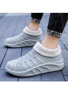 Generic New Mens Sports Rain Shoes Low-Cut Fashion Warm Liner Solid Color Winter Gray [plus cotton]] 
