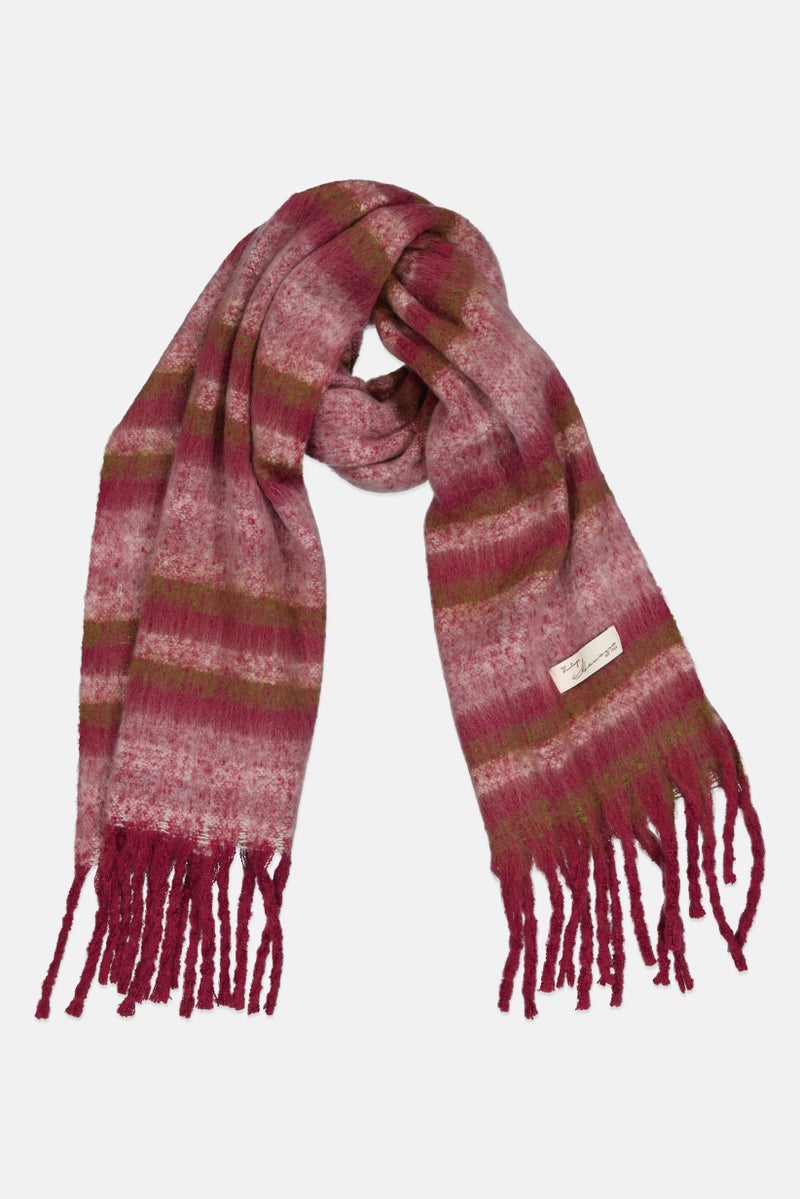 Vintage Havana Women Stripe Brush Scarf 180 x 50 cm, Multicolor