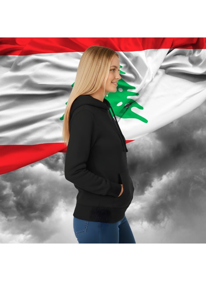 برينت شوب فور مي سترة بقلنسوة للسيدات من لبنان - نسيج قطن 100%، بأكمام طويلة|ملابس كاجوال للسفر والرياضة والملابس اليومية|سترات بقلنسوة مطبوعة بطبعة لبنان - Image 5