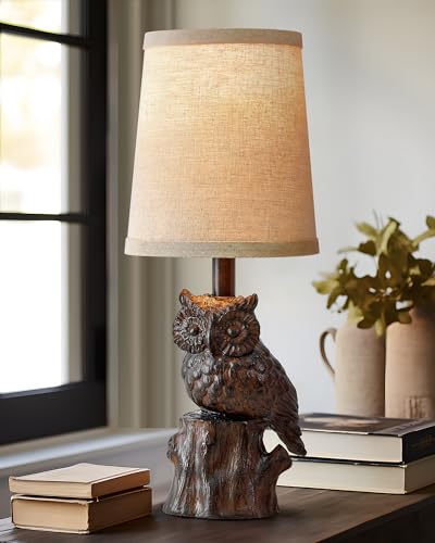 G-SAFAVA GSAFAVA 1425 Small Table Lamp for Living Room Farmhouse Bedside Resin Single Lamp with Brown Owl Lamp Shape for Bedroom Retro Rustic Nightstand Lamp - Image 3