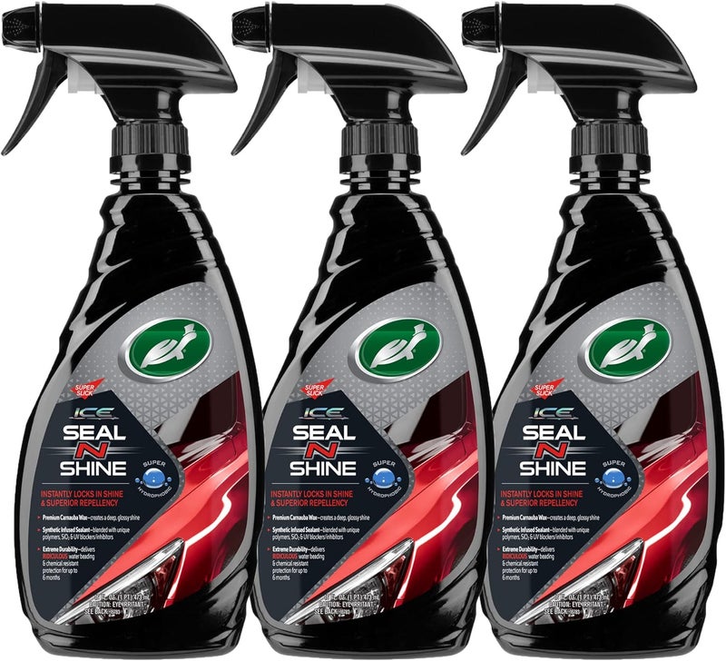 TurtleWax ICE Seal N Shine, Car Wax Sealant, High Gloss Shine, Insane Water Beading and Durable Paint Protection, Carnauba Wax Infused, For Paint, Wheels, Glass, Plastics and More, 16oz (Pack of 3) - Image 1