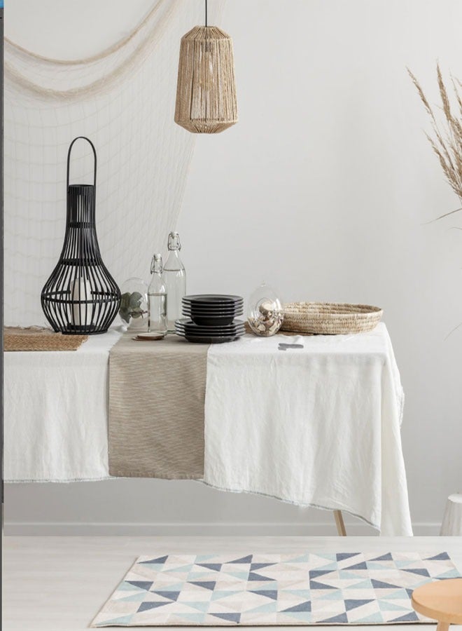 HAWAWA 2 pieces of natural fishing nets measuring 1 meter by 2 meters, decorated with natural cotton beach ornaments in beige color - Image 5