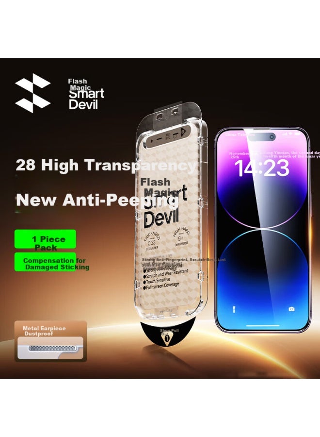 Smartdevil Privacy Tempered Glass Screen Protector For Iphone 14 Pro, Dust-free Chamber, Full Screen Coverage, Dustproof, Shockproof, Anti-fingerprint, Anti-peeping, 1 Piece - Image 1