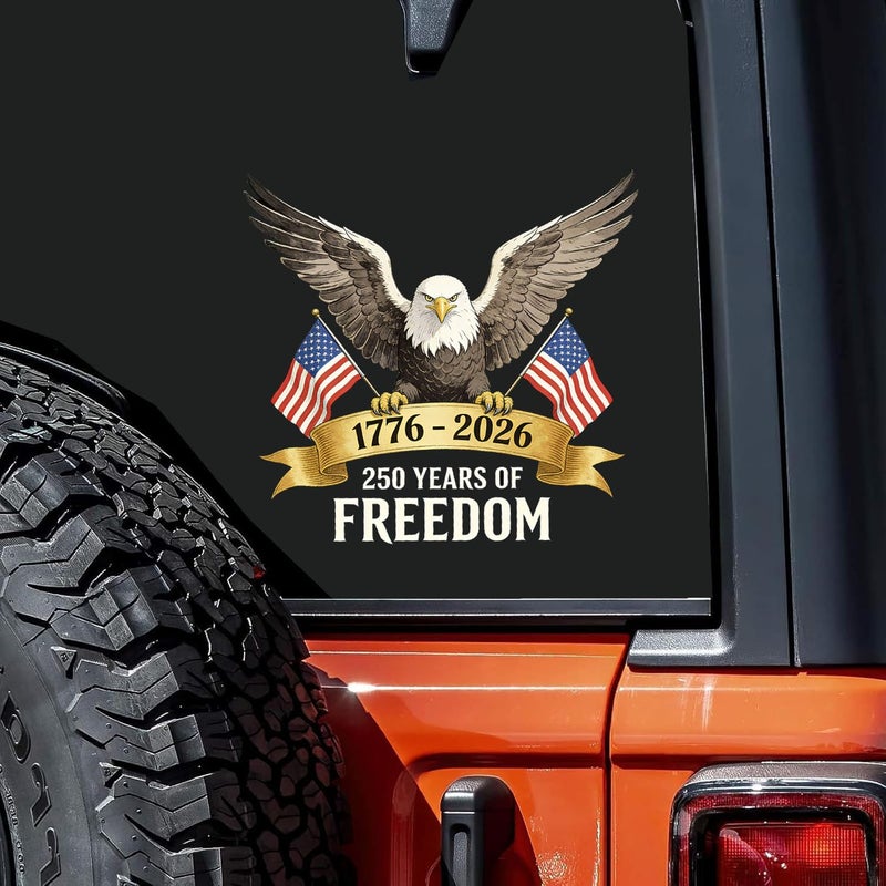 Nouiroy 250 Years America Car Decal,250th Anniversary The Independence of USA Sticker USA Patriotic Vinyl Decal Bumper Sticker for Car Windows (Bald Eagle) - Image 2