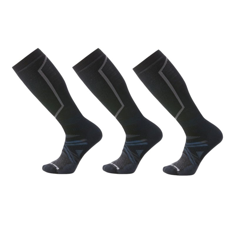 Smartwool Men's Ski Targeted Cushion Over The Calf Socks, Black-3pk, L