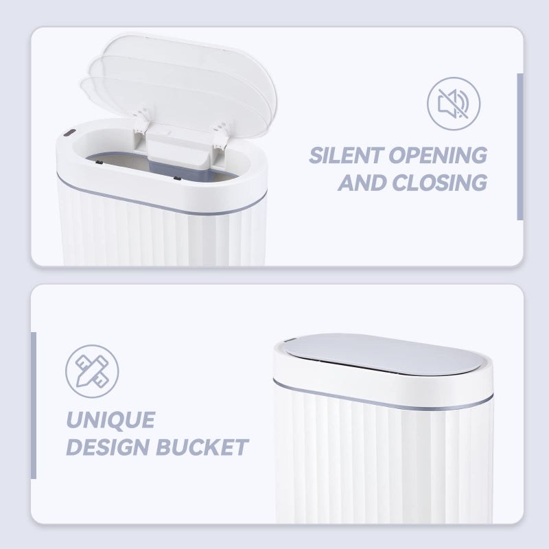 ELPHECO Bathroom Motion Sensor Trash can 2 Gallon Automatic Garbage Can, 9 L Slim Plastic Smart Trash Can with Lid, Commercial Intelligent Trash Bin for Bedroom, Bathroom, Kitchen, Office, Grey - Image 3
