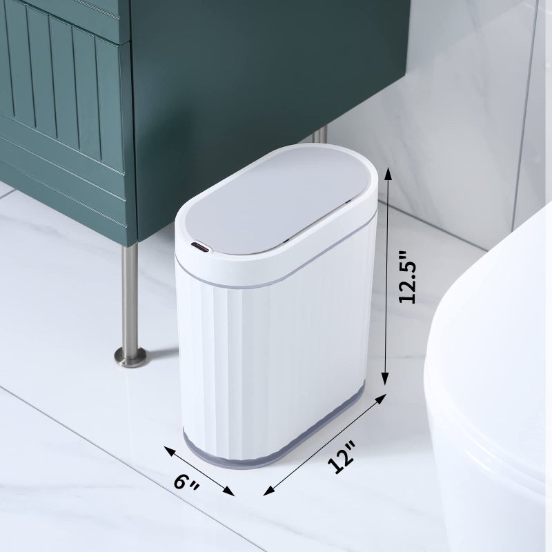 ELPHECO Bathroom Motion Sensor Trash can 2 Gallon Automatic Garbage Can, 9 L Slim Plastic Smart Trash Can with Lid, Commercial Intelligent Trash Bin for Bedroom, Bathroom, Kitchen, Office, Grey - Image 5