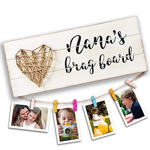 VILIGHT VILIGHT Nanas Brag Board  Christmas Gifts for Grandma from Granddaughter and Grandson  Granny Picture Frame Photo Holder with Clips