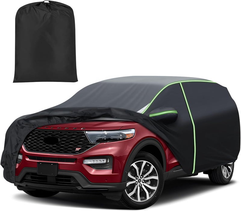 Mixsuper Liner 7 Layers Full Car Cover for Ford Explorer (1995-2026) - Waterproof Outdoor Cover with Zipper Door and Reflective Strips - Image 1
