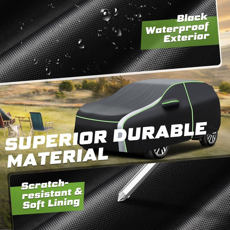Mixsuper Liner 7 Layers Full Car Cover for Ford Explorer (1995-2026) - Waterproof Outdoor Cover with Zipper Door and Reflective Strips - Image 5