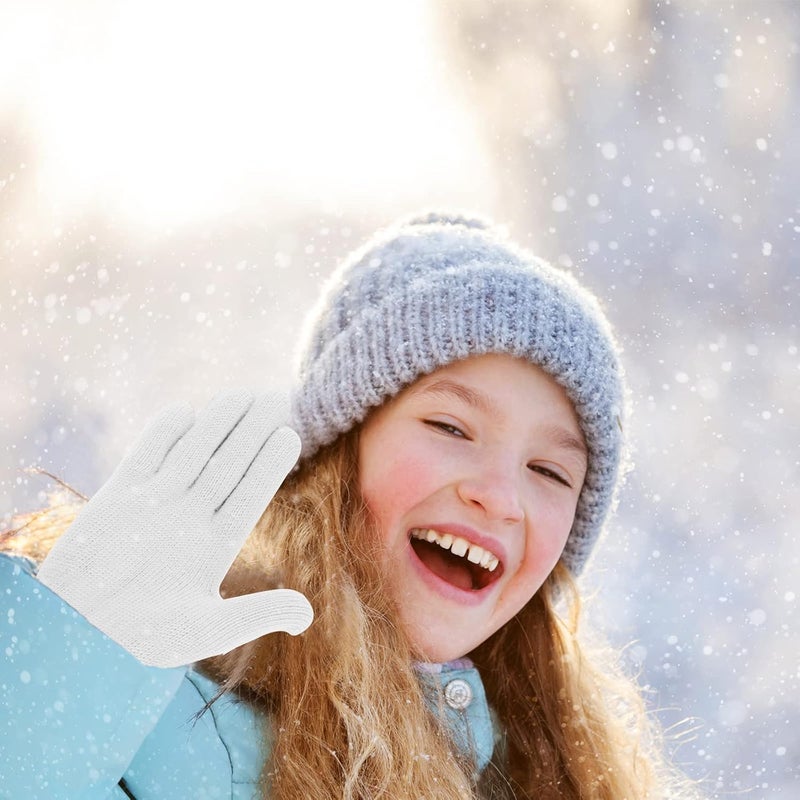 ONESING 3-24 Pairs Winter Knit Gloves for Kids - White Finger Gloves for Boys and Girls - Image 5