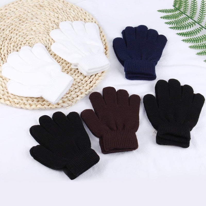 ONESING 3-24 Pairs Winter Knit Gloves for Kids - White Finger Gloves for Boys and Girls - Image 4
