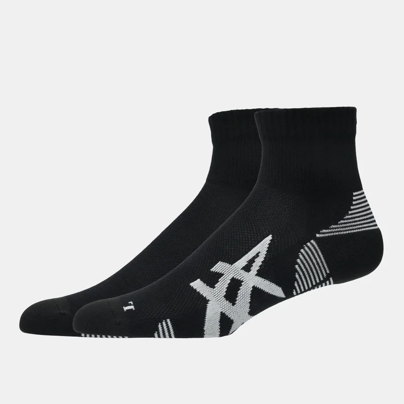 Asics Black Cushioned Run Quarter Socks (2 Pairs)  | Best Price UAE