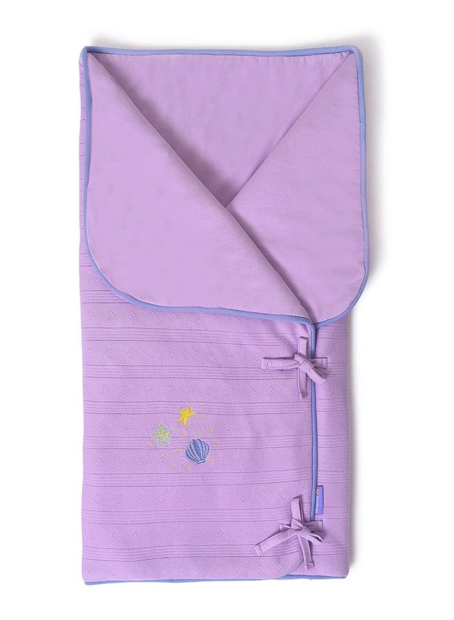 Mi Arcus All-Season Solid 2-in-1 Snuggle Wrap and Ultra-Soft Blanket for New Born Baby Boys Girls 0-6 Months, 62x97 cm - Purple - Image 2