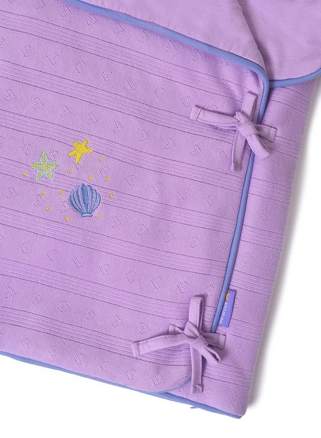 Mi Arcus All-Season Solid 2-in-1 Snuggle Wrap and Ultra-Soft Blanket for New Born Baby Boys Girls 0-6 Months, 62x97 cm - Purple - Image 5