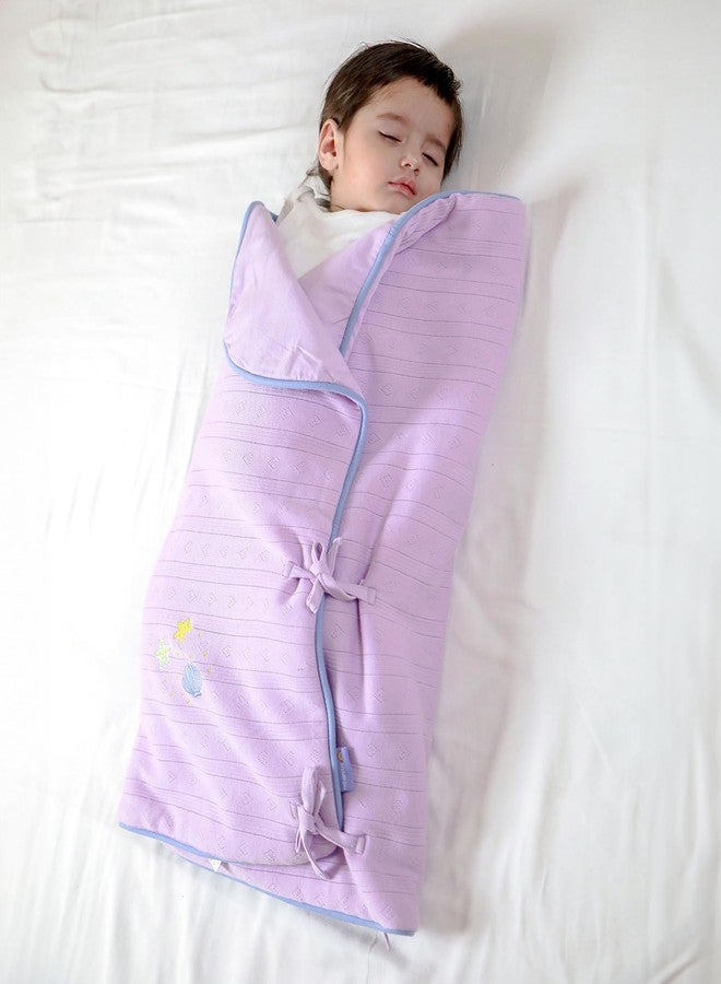 Mi Arcus All-Season Solid 2-in-1 Snuggle Wrap and Ultra-Soft Blanket for New Born Baby Boys Girls 0-6 Months, 62x97 cm - Purple - Image 1