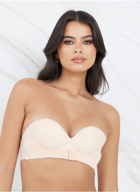 Padded Non-Wired Front Hook and Eye Underband Push Up Bra