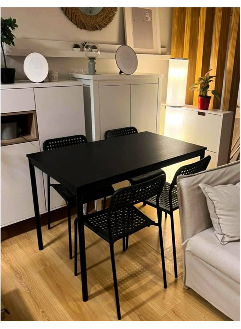 Sharpdo A table with a strong metal base and a wooden surface coated with melamine, featuring an elegant design along with a set of 4 lightweight and durable modern chairs that can support a weight of 120 kg, with steel legs coated with polyester, suitable for living rooms, bedrooms, kitchens, and offices. - Image 2