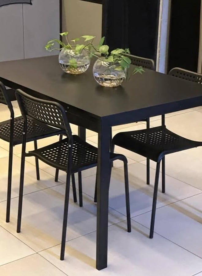 Sharpdo A table with a strong metal base and a wooden surface coated with melamine, featuring an elegant design along with a set of 4 lightweight and durable modern chairs that can support a weight of 120 kg, with steel legs coated with polyester, suitable for living rooms, bedrooms, kitchens, and offices. - Image 4