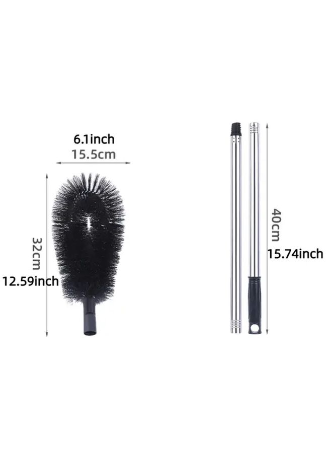 Black Brush Head Extendable Roof Gutter Cleaning Brush 78 141 Inch Aluminum Pole - Image 4